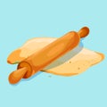 Rolling pin rolling out dough vector icon. Icon is ready for print in any size.