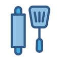 Rolling pin and spatula line vector icon which can easily modify or edit Royalty Free Stock Photo