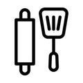 Rolling pin and spatula line vector icon which can easily modify or edit Royalty Free Stock Photo