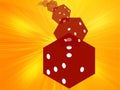 Rolling red dice illustration Royalty Free Stock Photo