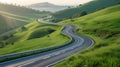 Rolling Road Through Green Landscape â Scenic Nature and Travel Concept Royalty Free Stock Photo