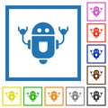 Rolling robot flat framed icons