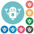 Rolling robot flat round icons