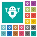 Rolling robot square flat multi colored icons