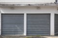 Rolling shutters closed on the facade of a bankrupt store double entrance windows shop Royalty Free Stock Photo