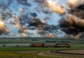 Rolling stock sitting on the rails outside of Huxley Alberta Canada Royalty Free Stock Photo