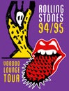 Rolling Stones 1994 Voodoo Lounge vector tour poster design concept.