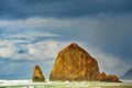 Storm at Haystack Rock at Cannon Beach Oregon Royalty Free Stock Photo