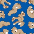 Rolling teddy bear seamless pattern