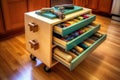 rolling tool with organized drawers