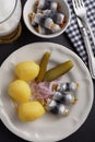 Rollmops with boiled potato Royalty Free Stock Photo