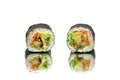 Rolls with avocado and eel on white background Royalty Free Stock Photo