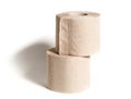 Rolls of beige toilet paper isolated