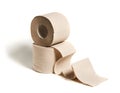 Rolls of beige toilet paper isolated