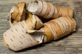 Rolls of birch Bark Royalty Free Stock Photo