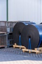 Rolls of black industrial plastic Royalty Free Stock Photo