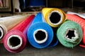 Rolls of cloth at the market Royalty Free Stock Photo
