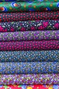 Rolls of colored fabrics