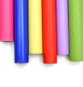 Rolls of colorful wrapping paper on white background Royalty Free Stock Photo