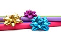 Rolls of colorful wrapping paper on white background Royalty Free Stock Photo