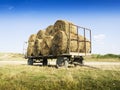 Rolls of haystacks on a truck