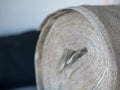 Rolls of linen on the shelf of the fabric store Royalty Free Stock Photo