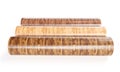 Rolls of linoleum with wood texture. 3d illustration