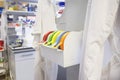 Rolls Of Multicolored Labeling Tape In Laboratory