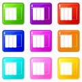 Rolls of paper icons 9 set Royalty Free Stock Photo