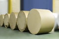 Rolls of paper lined up for offset print plant Royalty Free Stock Photo