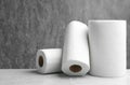 Rolls of paper towels on marble table Royalty Free Stock Photo