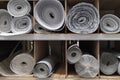 Rolls of polyethylene foam and foil thermal insulation material Royalty Free Stock Photo