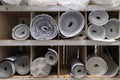 Rolls of polyethylene foam and foil thermal insulation material Royalty Free Stock Photo