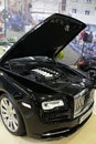 Rolls Royce Dawn first time shown on Bratislava Car Expo 2017 with opened hood lid and visible V12 engine