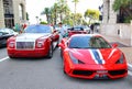 Rolls-Royce Drophead Coupe and Ferrari 458 Italia Speciale Royalty Free Stock Photo