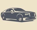 Rolls-Royce Ghost vintage vector logo. isolated from the side. Royalty Free Stock Photo