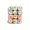 Rolls with salmon and rolls with cucumber. Syake Roru and Kappa Royalty Free Stock Photo