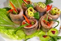 Rolls of salted herring Royalty Free Stock Photo