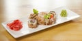 Rolls set on a platter. Popular Japanese or Korean Dish Royalty Free Stock Photo