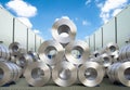 Rolls of steel sheet in warehouse Royalty Free Stock Photo