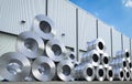 Rolls of steel sheet in warehouse Royalty Free Stock Photo