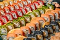 Rolls, sushi at the event, stand-up meal, catering Royalty Free Stock Photo