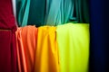 Rolls of textile, cloth and tissue of various colours on the market Royalty Free Stock Photo