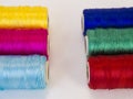 Rolls of thread with CMYK and RGB colors. Royalty Free Stock Photo