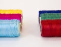 Rolls of thread with RGB and CMYK colors. Royalty Free Stock Photo