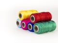 Rolls of thread with RGB and CMYK colors. Royalty Free Stock Photo