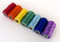 Rolls of thread with RGB and CMYK colors. Royalty Free Stock Photo