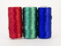 Rolls of thread with RGB colors. Royalty Free Stock Photo