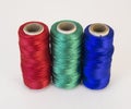 Rolls of thread with RGB colors. Royalty Free Stock Photo