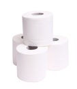 Rolls of toilet paper isolated on white Royalty Free Stock Photo